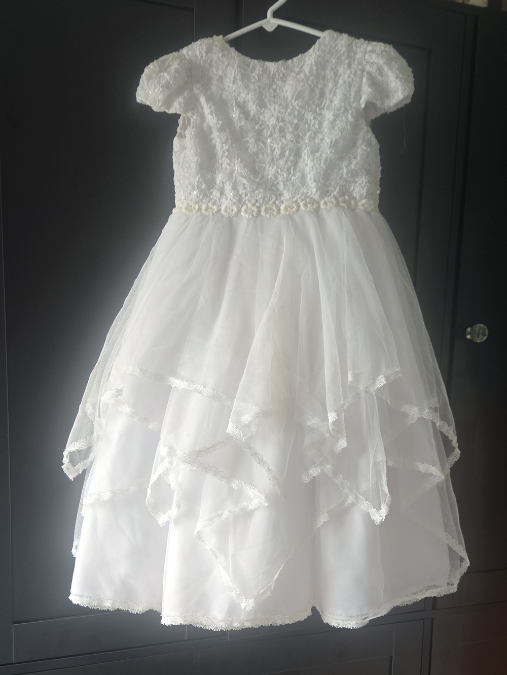 Classic White Lace Dress And Matching Veil For First Holy Communion Or Wedding